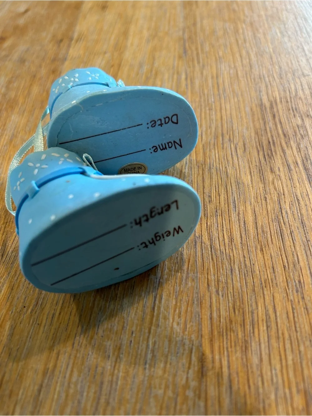 Blue Baby has Dress Shoes with Ribbon